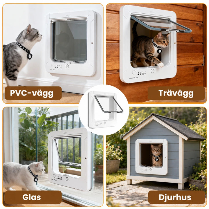 PetVent Kattlucka med chip med fjärrkontroll och 4 låslägen för full kontroll  -Djurslottet