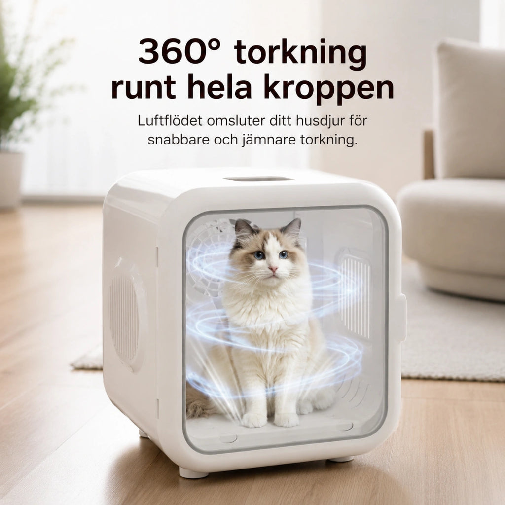Petdryer Automatisk Hårfön för husdjur 360° torkning runt hela kroppen - Djurslottet