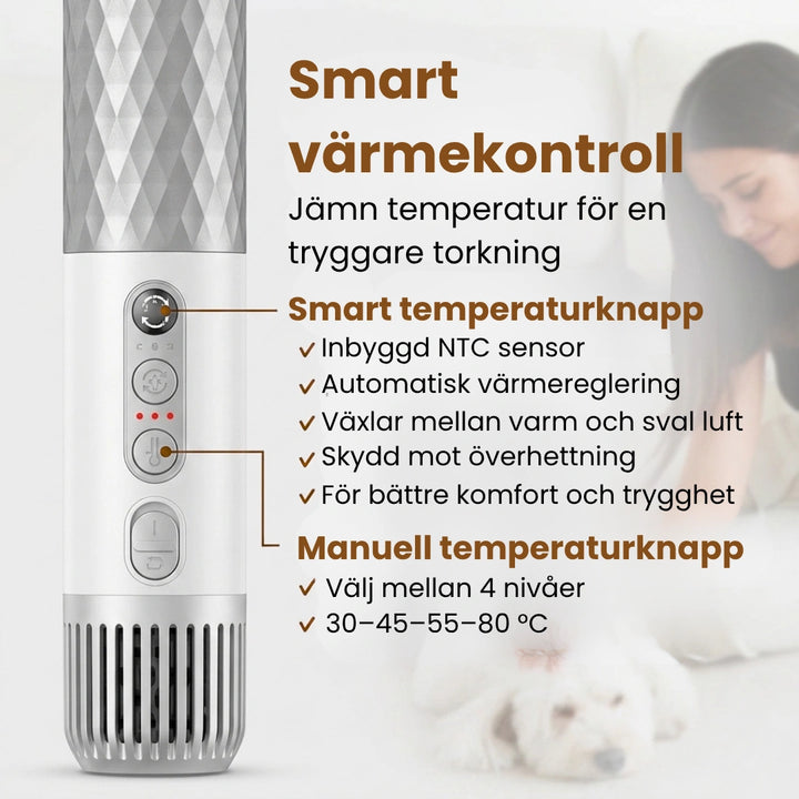 Petdryer Gloss Pälsfön smart värmekontroll - Djurslottet