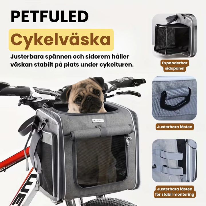 Petfuled Cykelväska Justerbara spännen och sidorem håller väskan stabilt på plats under cykelturen. - Djurslottet