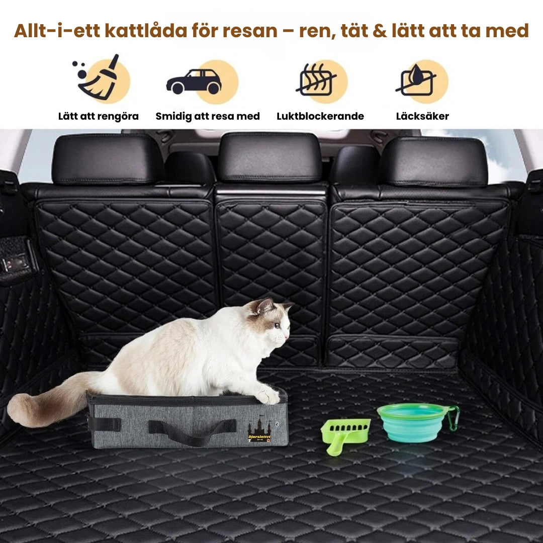 Portabel kattlåda Allt-i-ett kattlåda för resan – ren, tät & lätt att ta med - Djurslottet