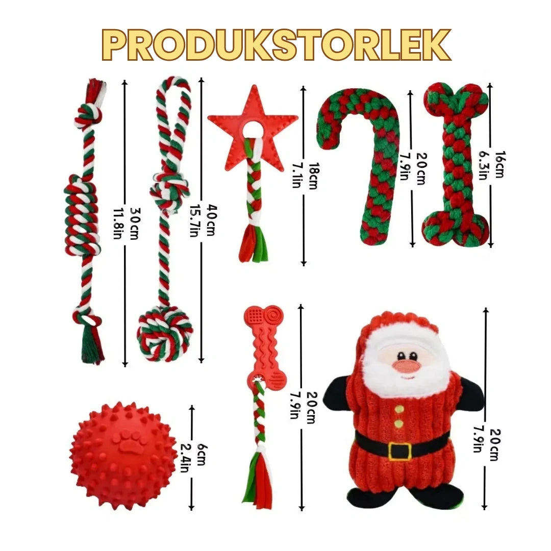 Produkstorlek av Julset med 8 kampleksaker för hund - Djurslottet