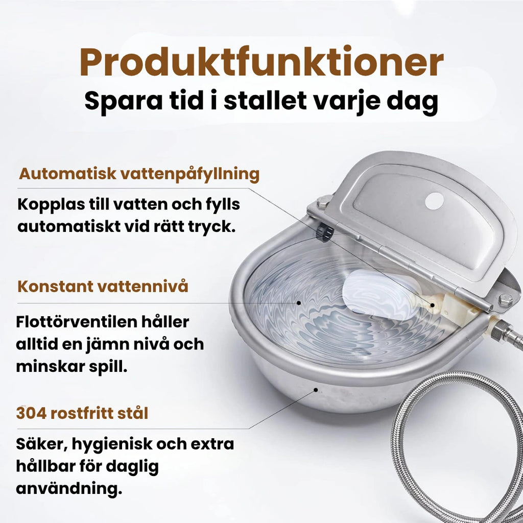 Produktfunktioner Automatisk Vattenkopp häst i rostfritt stål - Djurslottet