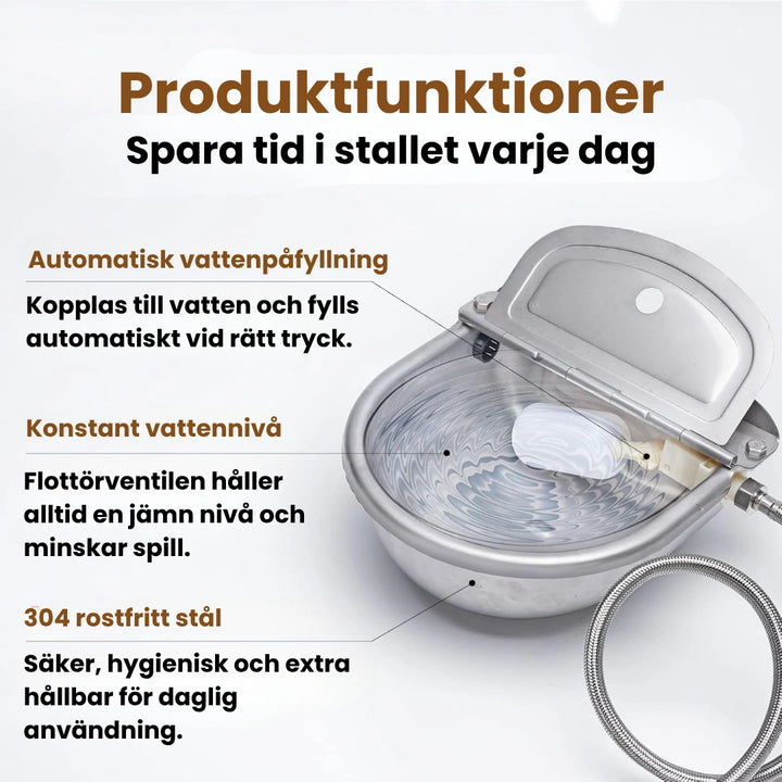 Produktfunktioner Automatisk Vattenkopp häst i rostfritt stål - Djurslottet