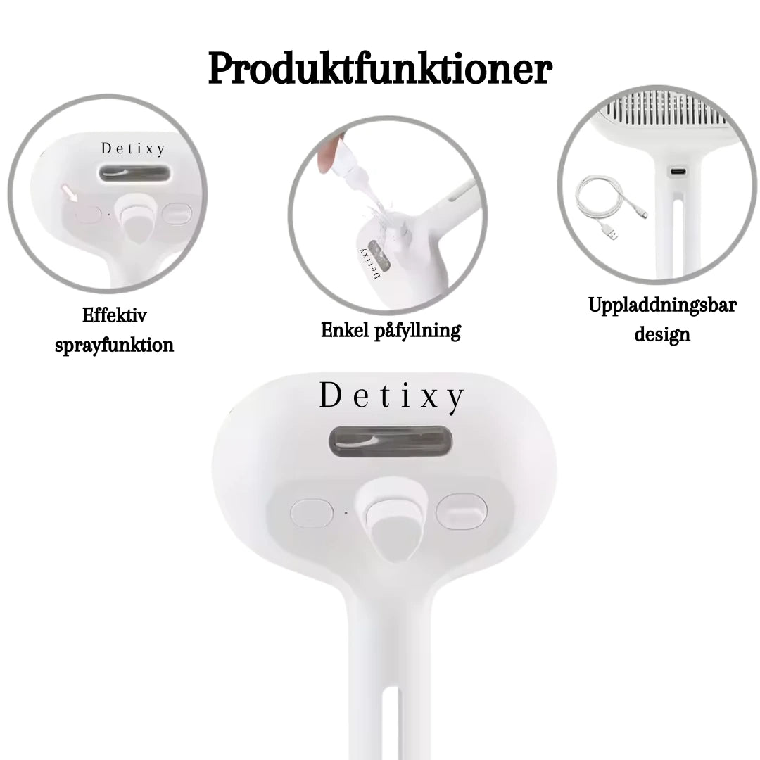 Produktfunktioner av Detixy ångborste - Djurslottet