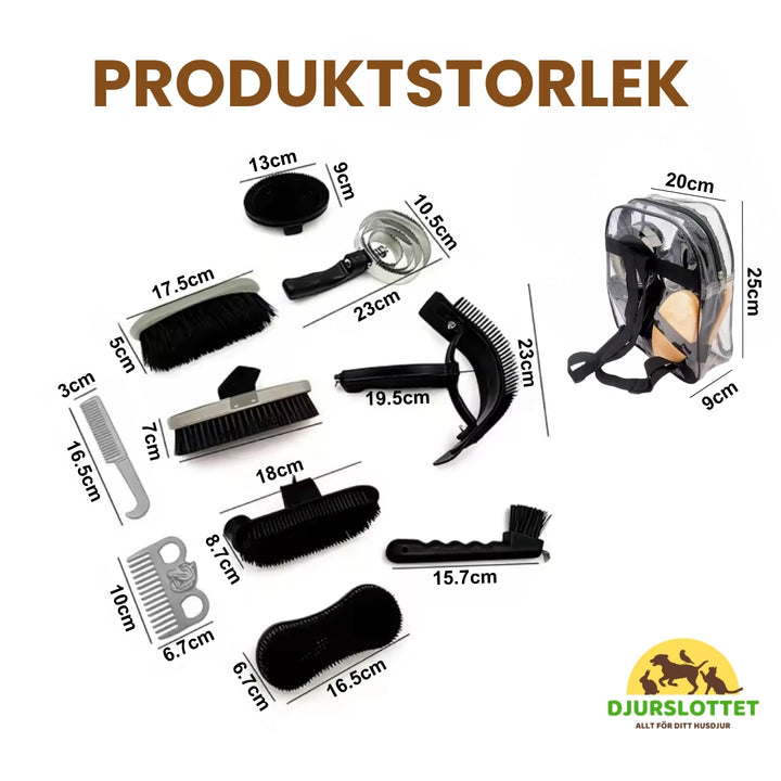 Produktstorlek av Hästborstar Set med Väska -Djurslottet