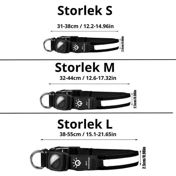 Produktstorlek av Lysande Airtag halsband För hundar - Djurslottet
