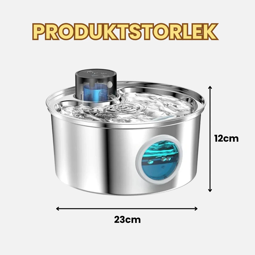 Produktstorlek av Trådlös Vattenfontän Rostfri - Djurslottet