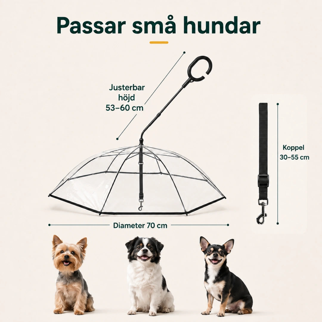 RainPaw Hundparaply Med Koppel storlek - Djurslottet