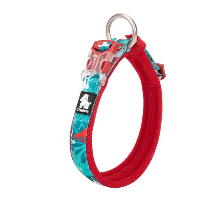 Reflexfit Blommönstrat Hundhalsband Blå/Röd - Djurslottet