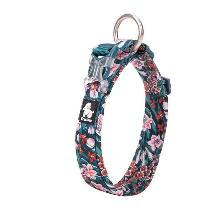 Reflexfit Blommönstrat Hundhalsband Marinblå Blommor - Djurslottet