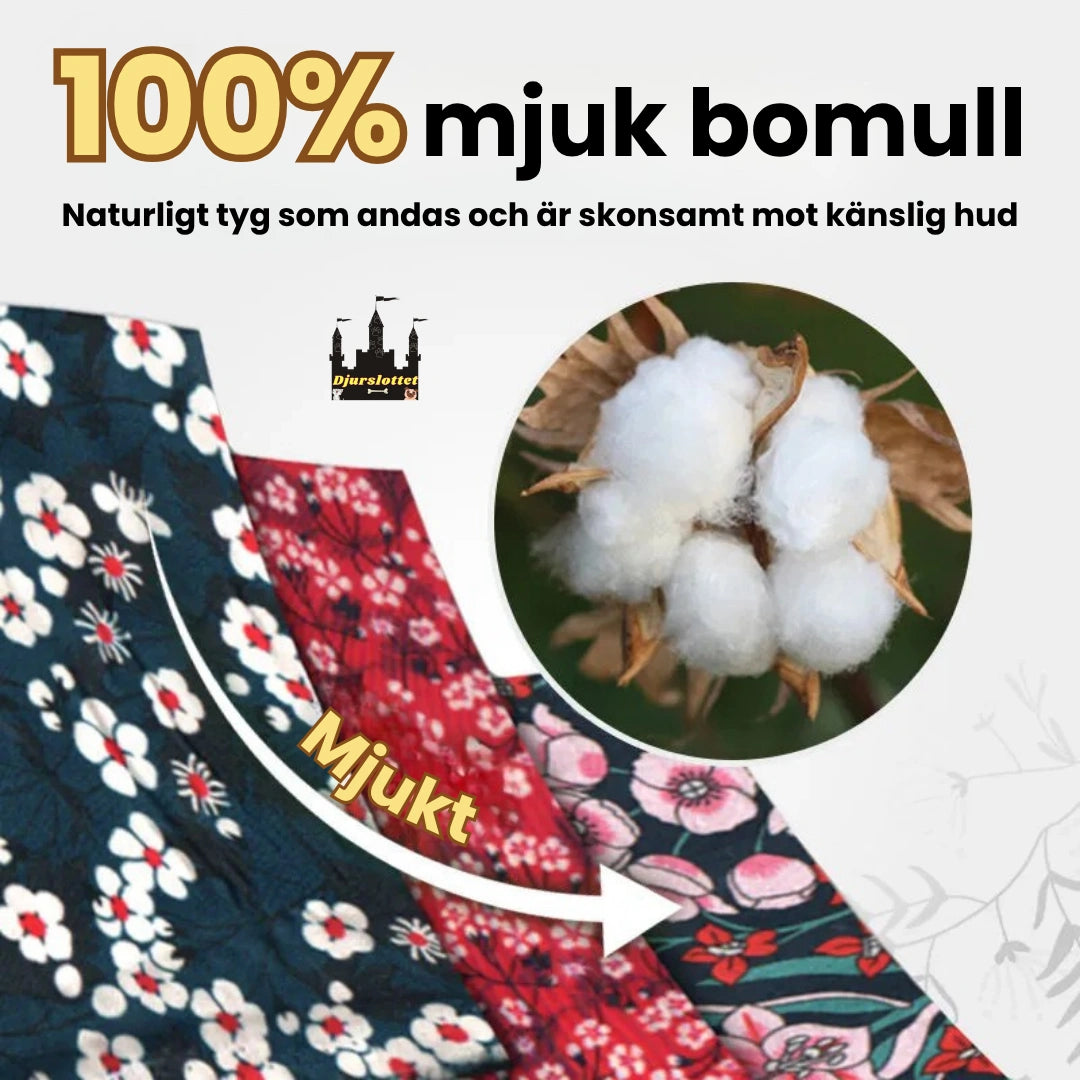 Reflexfit Blommönstrat Hundhalsband Naturligt tyg som andas och är skonsamt mot känslig hud - Djurslottet