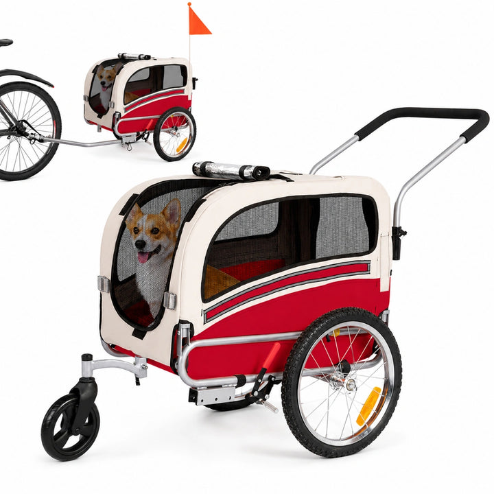 SEPNINE Cykelvagn 2 i 1 för Hund Röd - Djurslottet