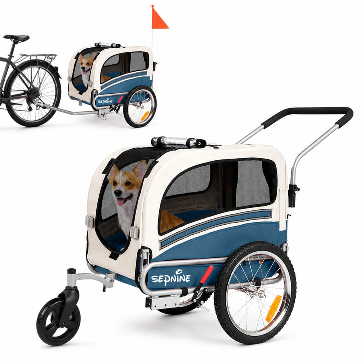 SEPNINE Cykelvagn 2 i 1 för Hund blå - Djurslottet