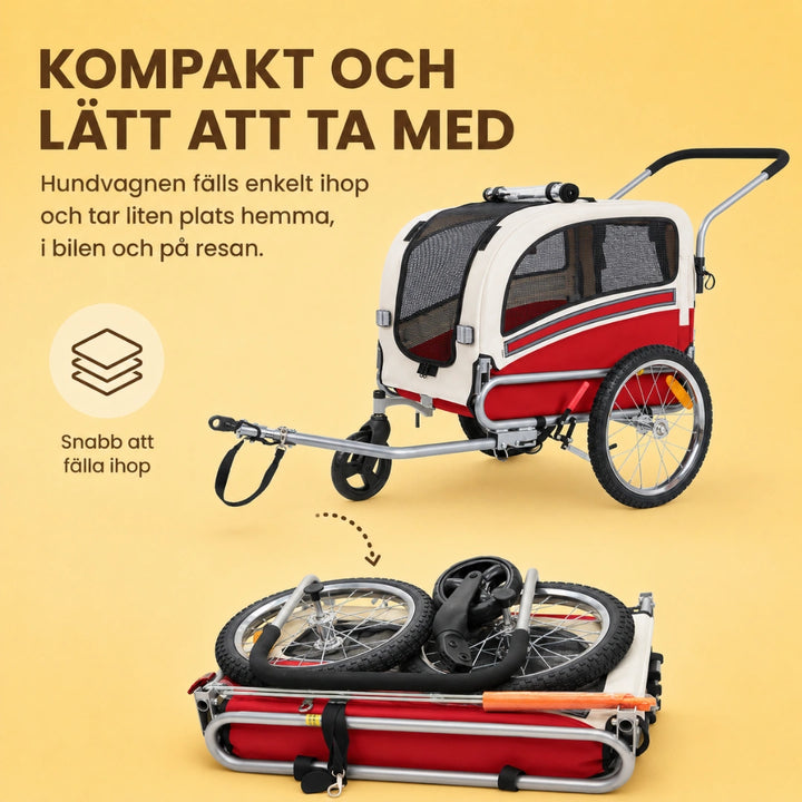 SEPNINE Cykelvagn 2 i 1 för Hund kompakt - Djurslottet