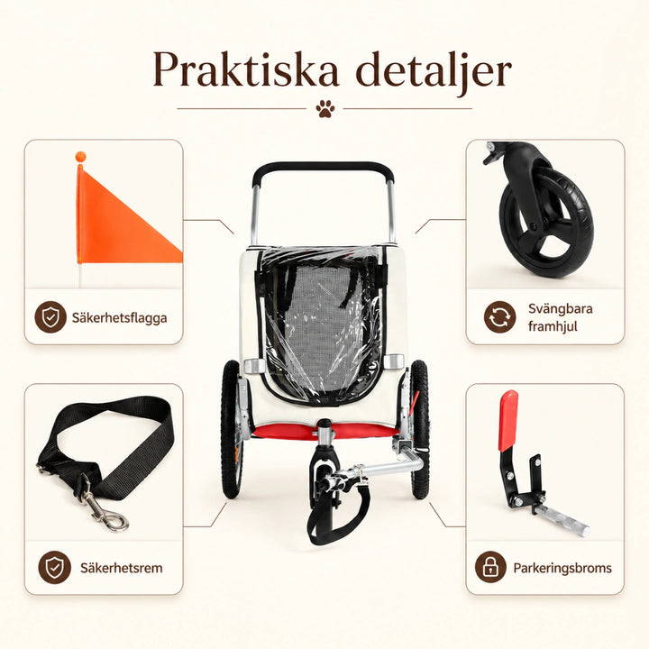SEPNINE Cykelvagn 2 i 1 för Hund praktiska - Djurslottet