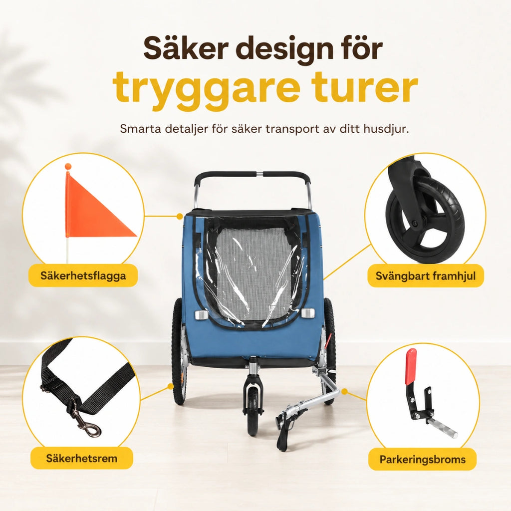 SEPNINE Cykelvagn XL säker design för stor hund - Djurslottet