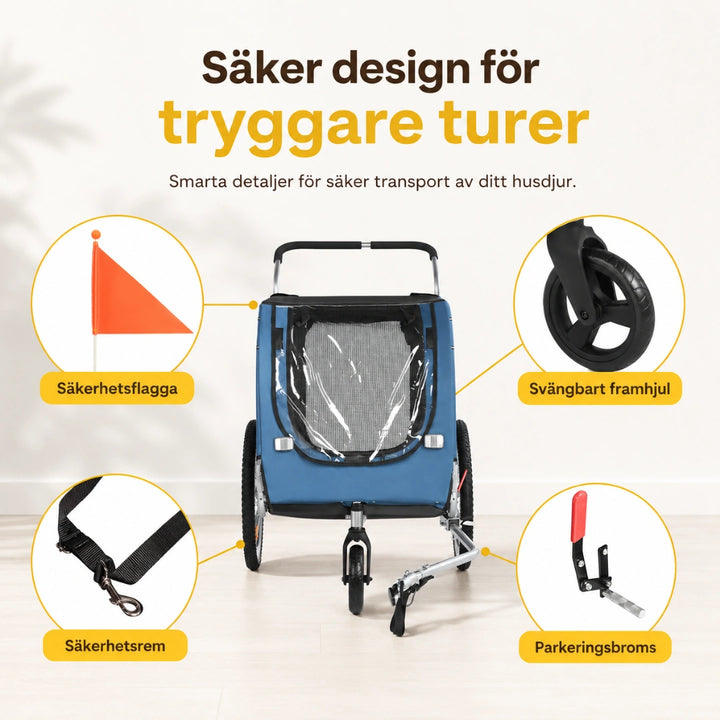 SEPNINE Cykelvagn XL säker design för stor hund - Djurslottet