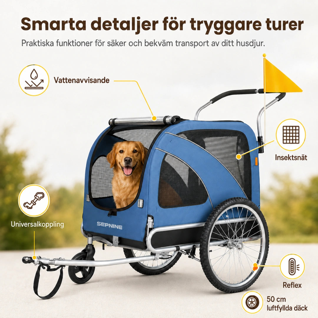 SEPNINE Cykelvagn XL smarta detaljer - Djurslottet