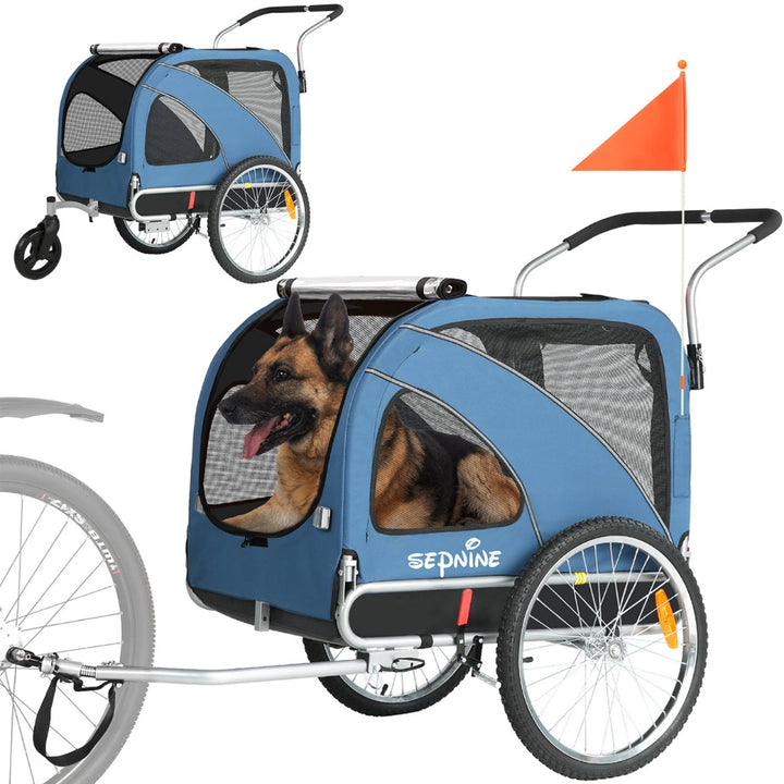 SEPNINE Cykelvagn XL 2 i 1 för Stor Hund blå - Djurslottet