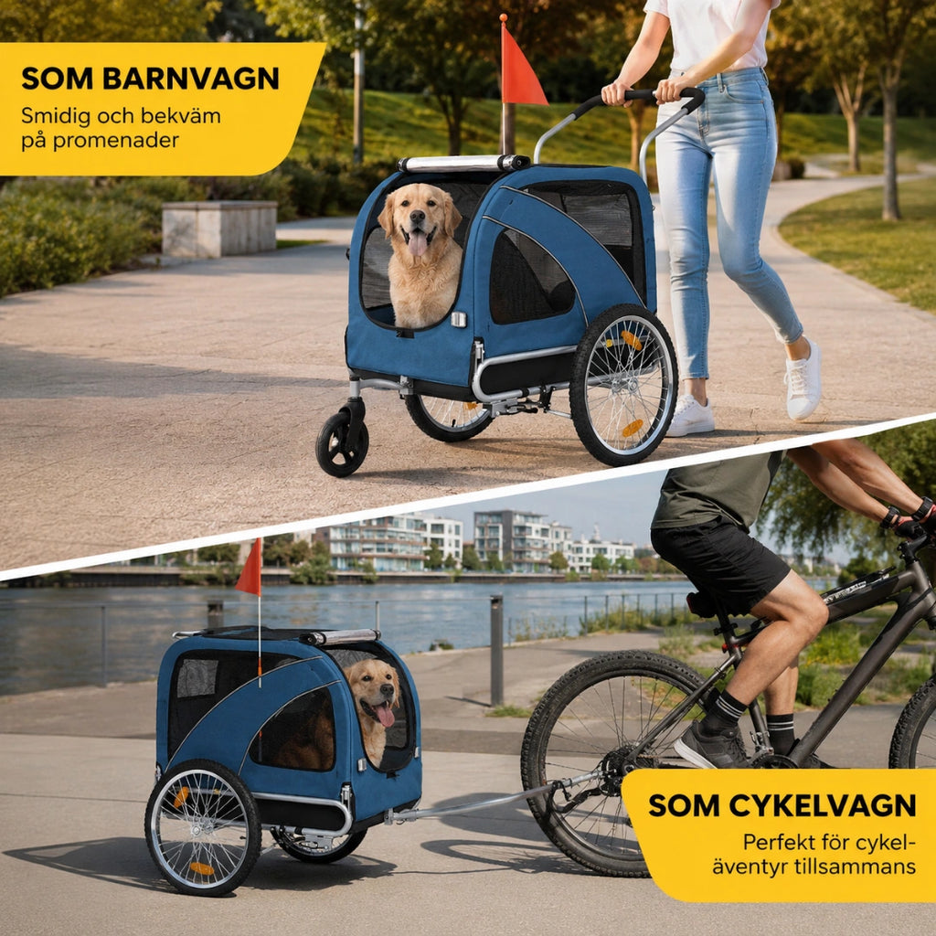 SEPNINE Cykelvagn XL 2 i 1 för Stor Hund livsstil - Djurslottet