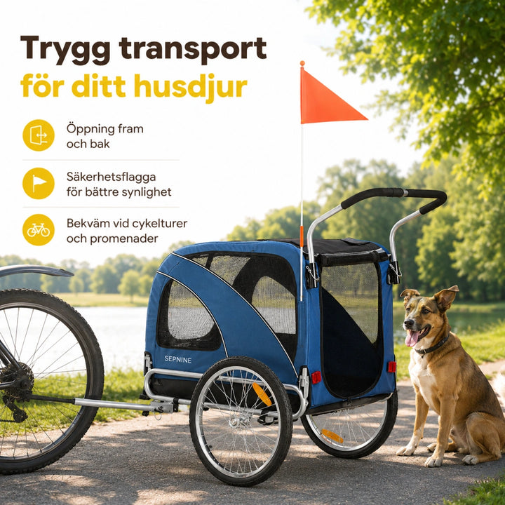 SEPNINE Cykelvagn XL transport med hund - Djurslottet