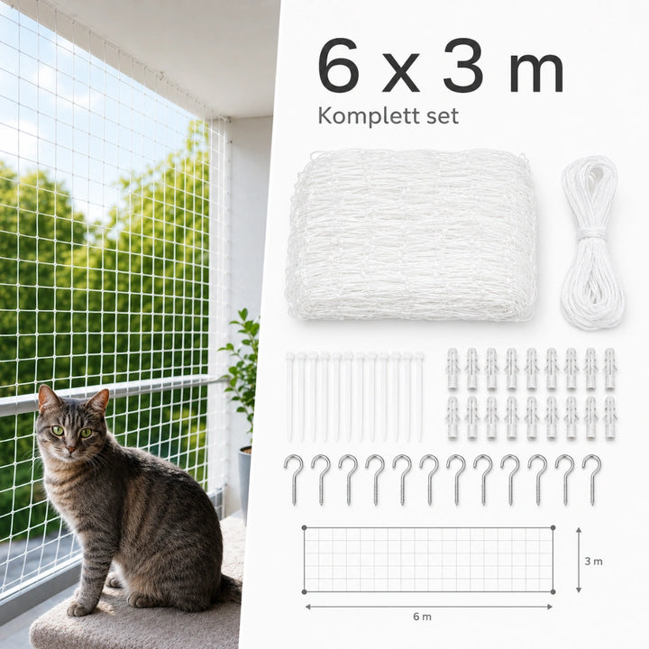 SafeGuard kattnät 6x3 meter för balkong - Djurslottet
