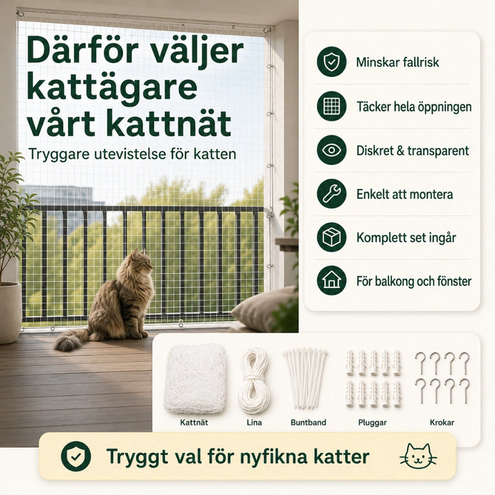 SafeGuard kattnät minskar fallrisken - Djurslottet