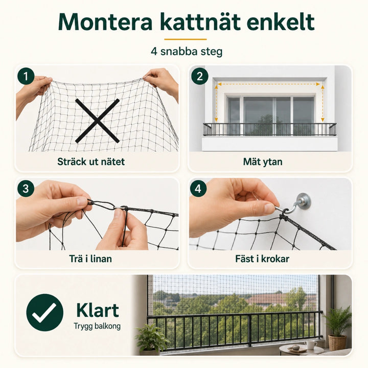 SafeGuard kattnät med enkel montering - Djurslottet