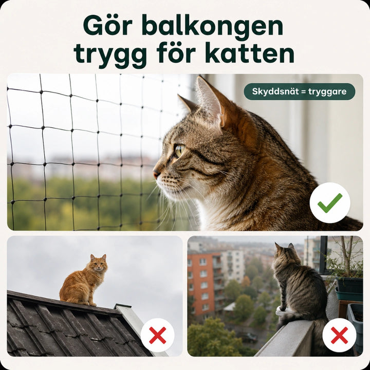 SafeGuard kattnät som skyddsnät på balkongen - Djurslottet