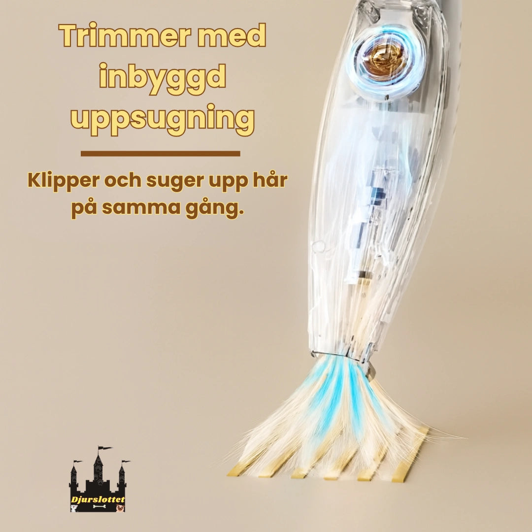 Silvetti Tasstrimmer med dammsugare Trimmer med inbyggd uppsugning- Djurslottet