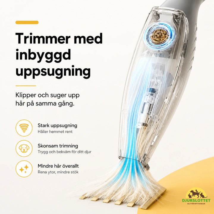 Silvetti Tasstrimmer med dammsugare Trimmer med inbyggd uppsugning  Djurslottet