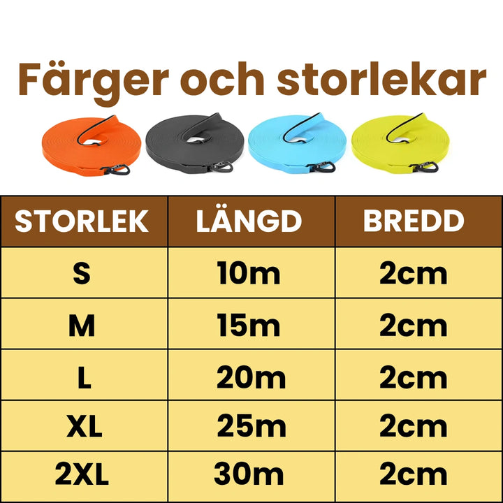 Spårlina för hund Färger och storlekar Djurslottet