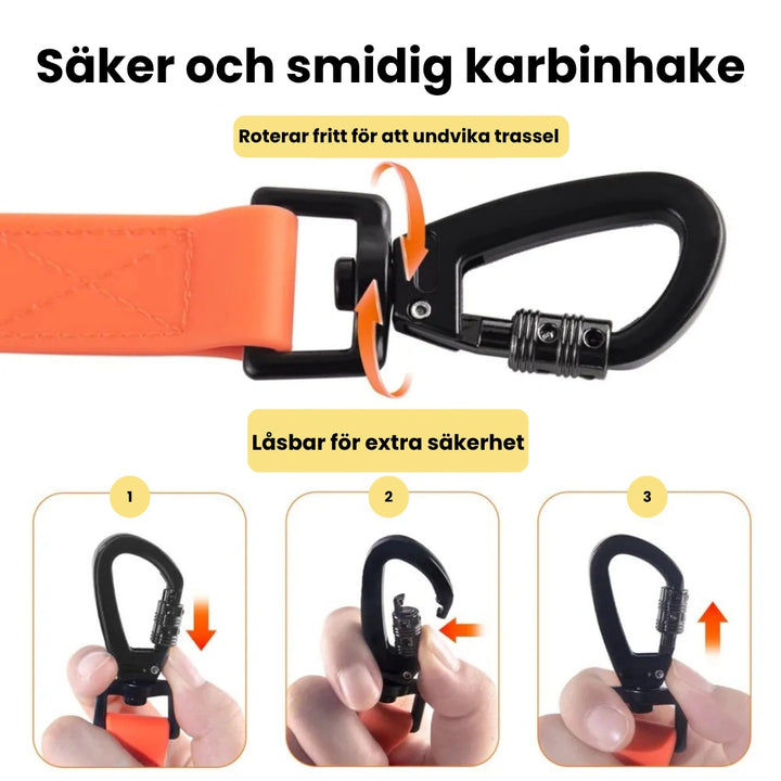 Spårlina för hund Säker och smidig karbinhake Djurslottet