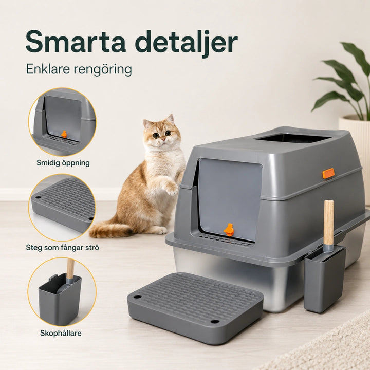 SteelBox Rostfri Kattlåda detaljer - Djurslottet