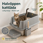 SteelBox Rostfri Kattlåda halvoppen - Djurslottet