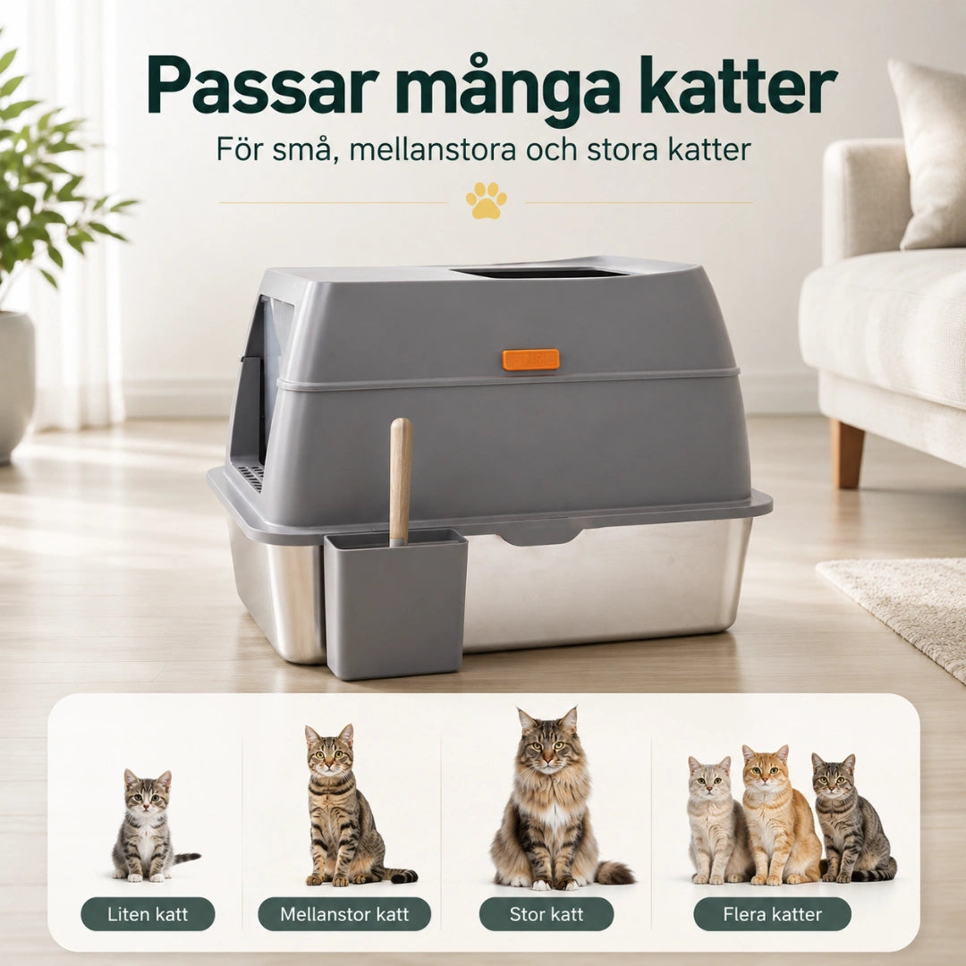 SteelBox Rostfri Kattlåda mellanstora och stora katter - Djurslottet