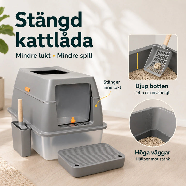 SteelBox Rostfri Kattlåda mindre lukt - Djurslottet