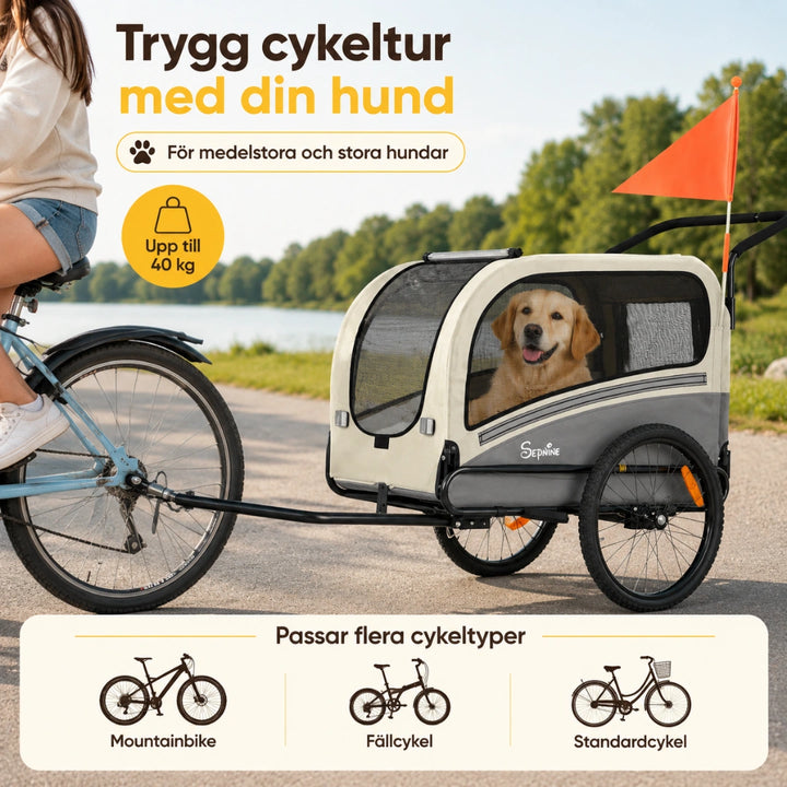 Stor Cykelvagn för Hund trygg cykeltyur - Djurslottet