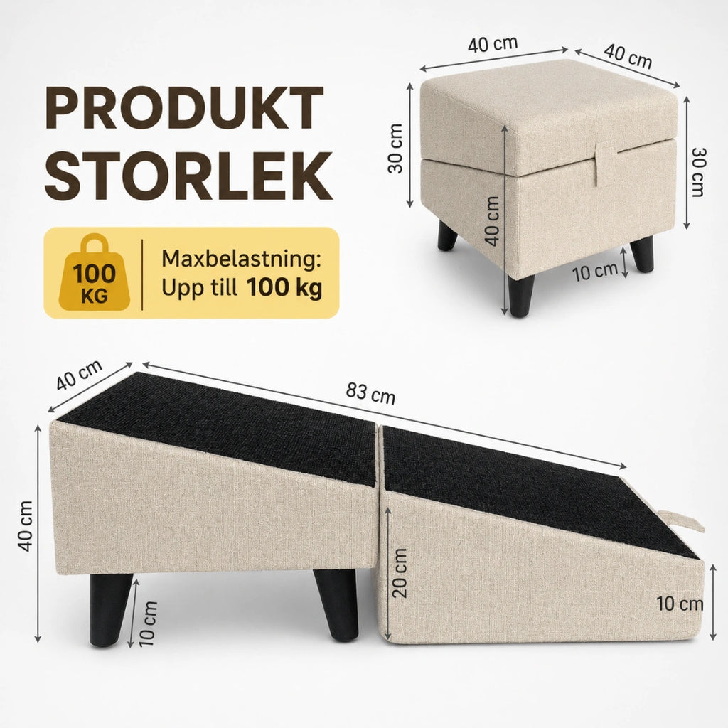 Storlek Lunatto Hundramp 2.0 med Sittpuff - Djurslottet