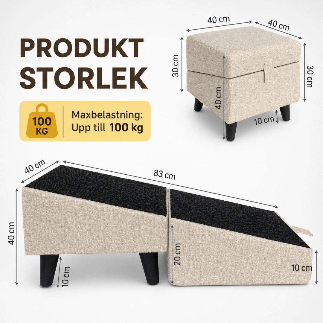 Storlek Lunatto Hundramp 2.0 med Sittpuff - Djurslottet