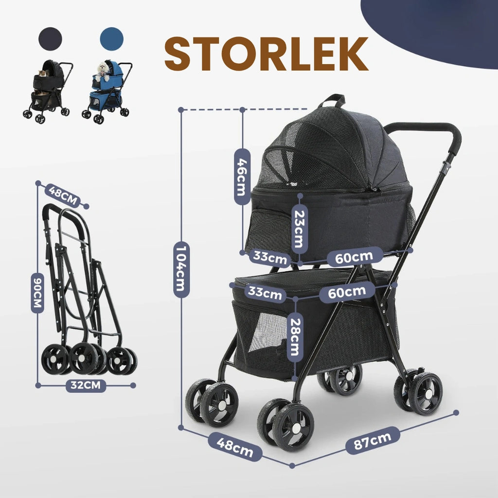 Storlek av Detixy Dubbel Djurvagn  - Djurslottet 