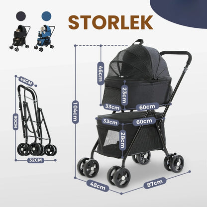 Storlek av Detixy Dubbel Djurvagn  - Djurslottet 