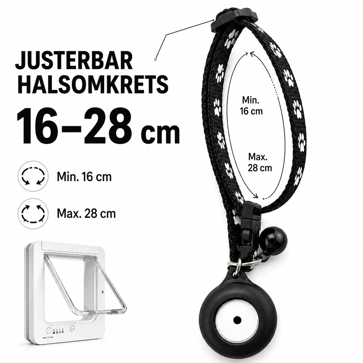 Storlek av Extra Chiphalsband till PetVent Kattlucka - Djurslottet