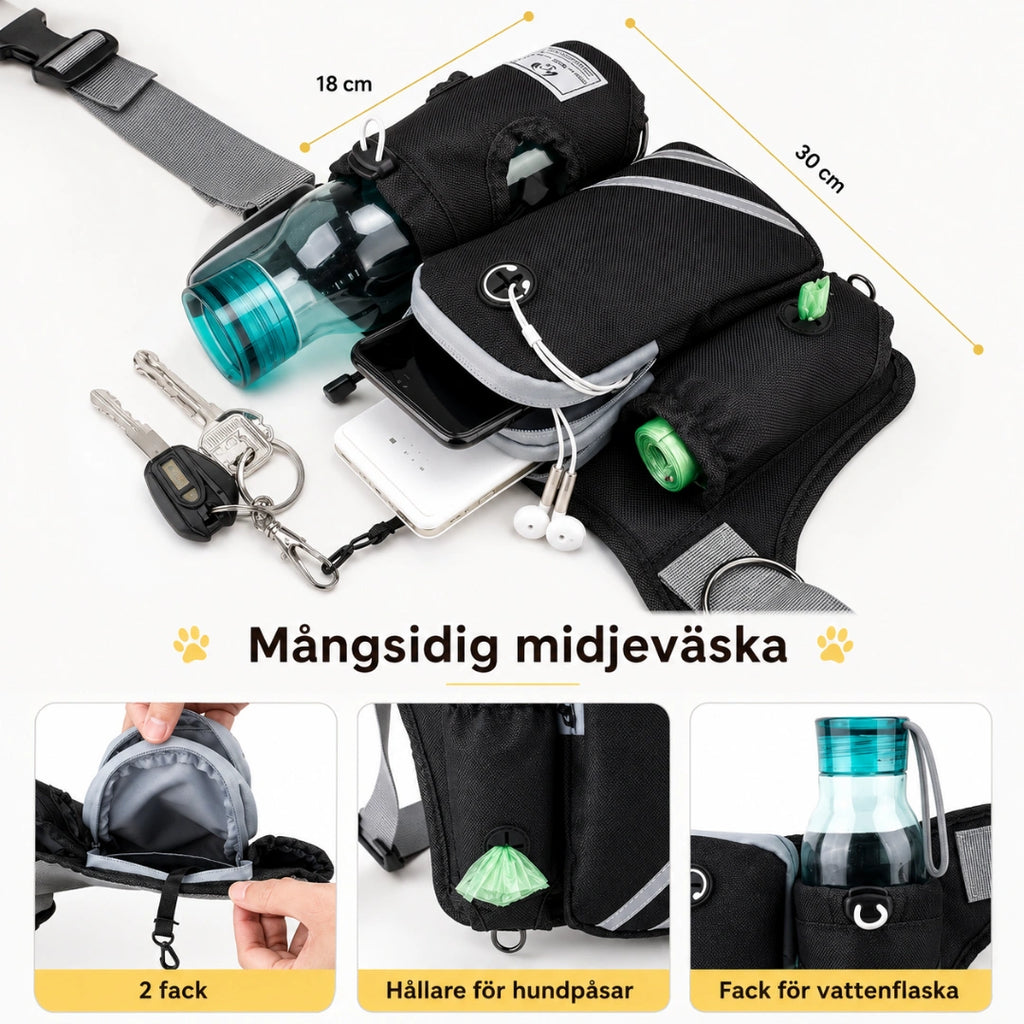 FreeRun Pro Träningskoppel med midjeväska - Djurslottet
