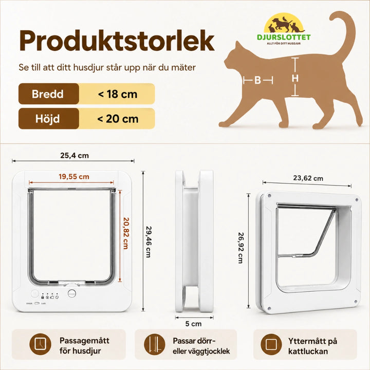 Storlek av PetVent Kattlucka med chip -Djurslottet