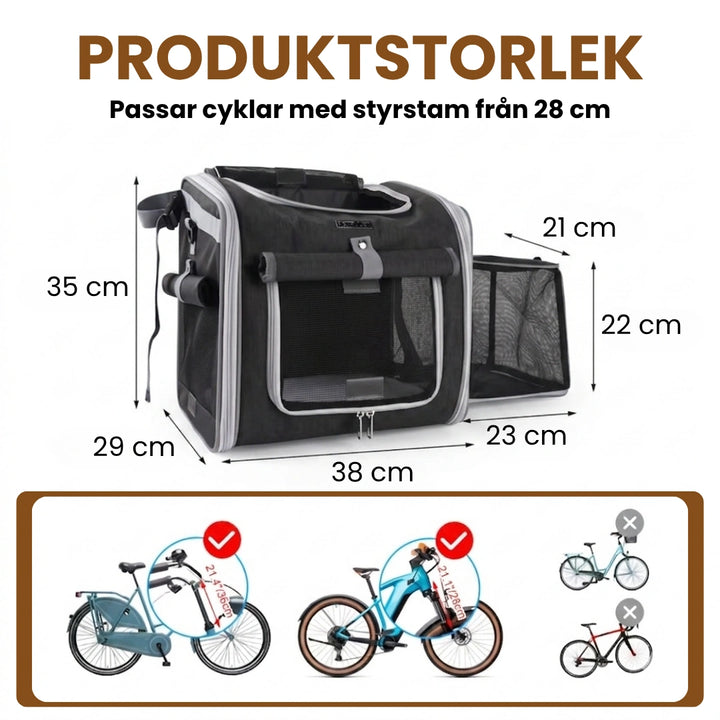 Storlek av Petfuled Cykelväska - Djurslottet