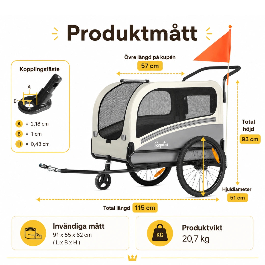 Storlek av Stor Cykelvagn och Promenadvagn - Djurslottet