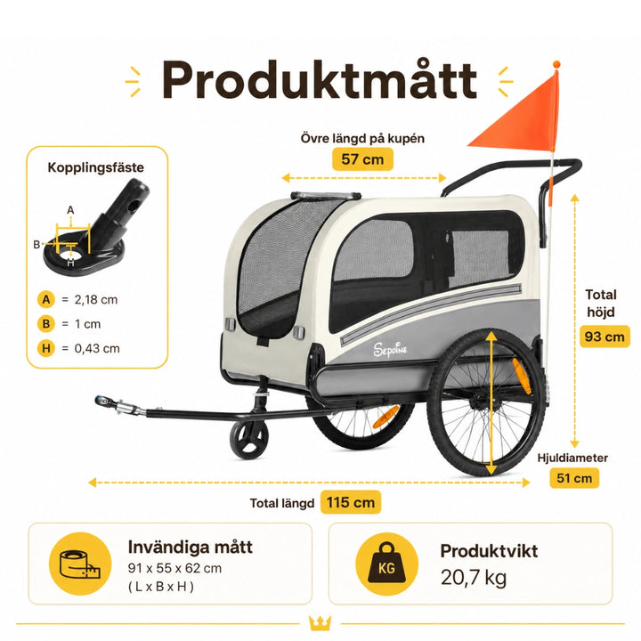 Storlek av Stor Cykelvagn och Promenadvagn - Djurslottet