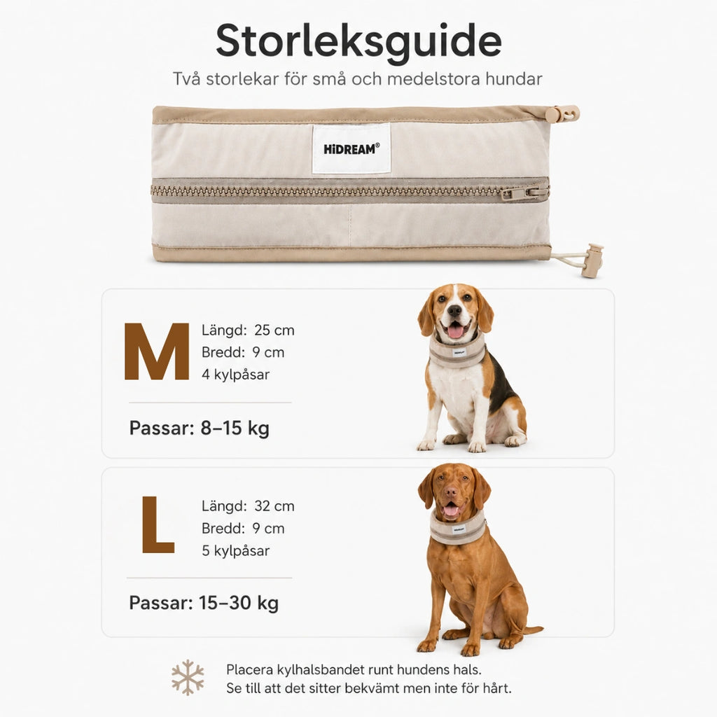 Storleksguide av HiDream Kylhalsband Hund - Djurslottet